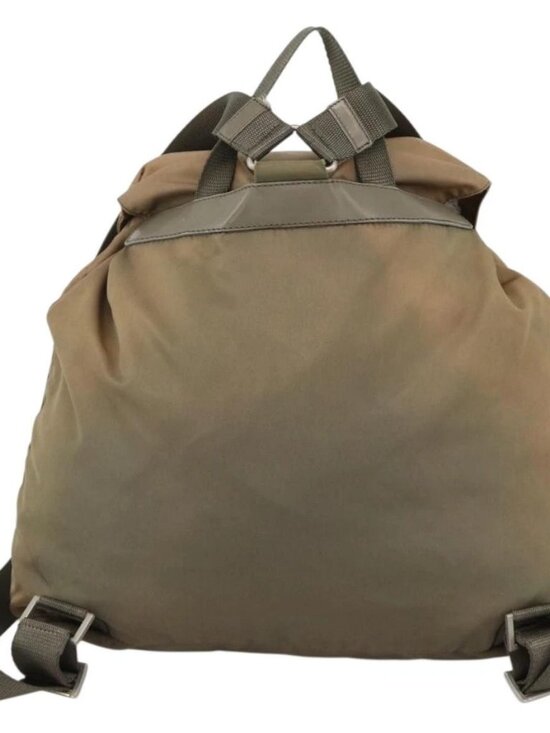 PRADA Backpack Nylon Khaki Silver Auth YKZ1086 main image 9